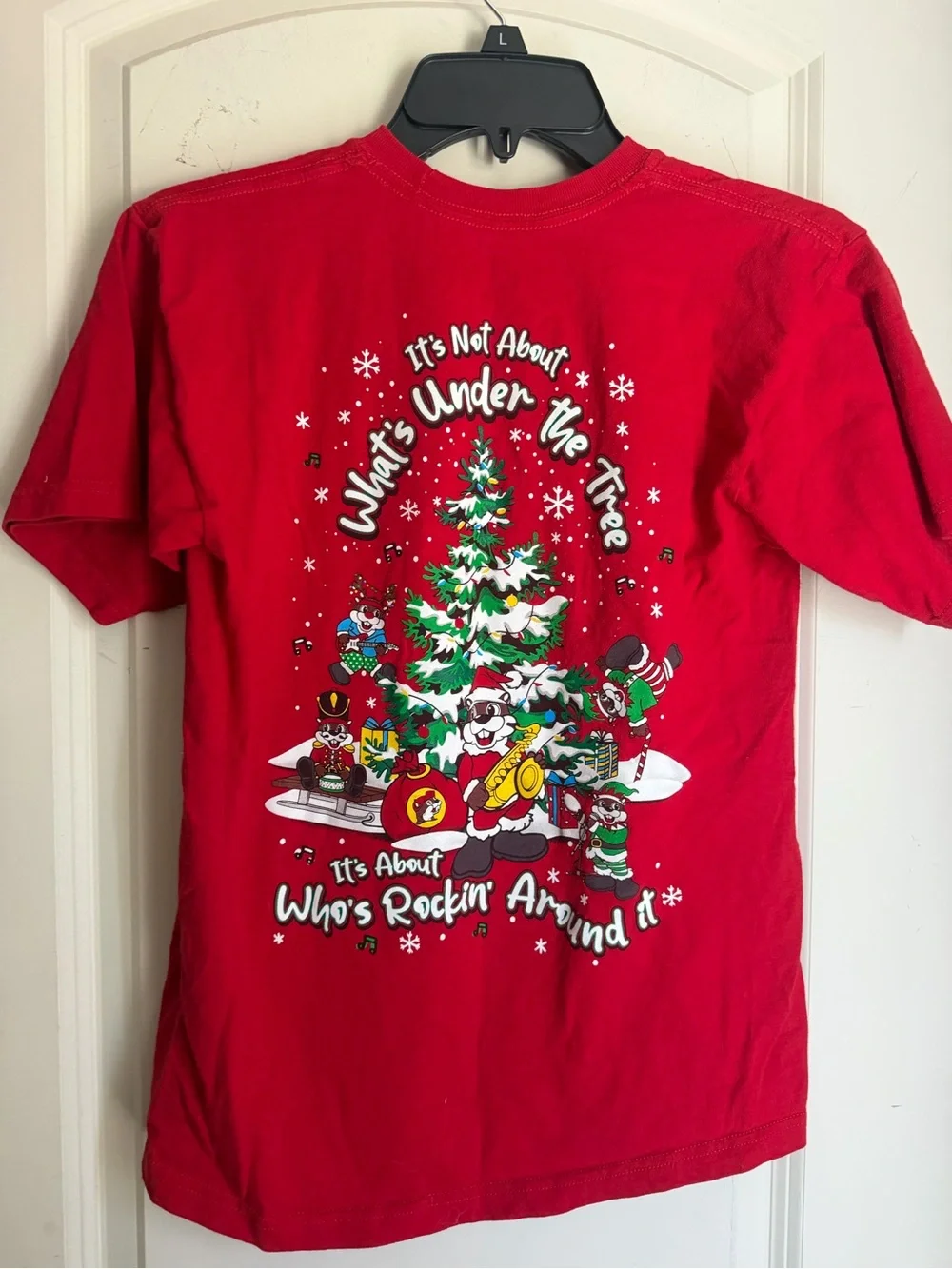 Big-eel’s Kids Red Holiday Graphic Tee Festive Animal Wreath YL Xmas casual